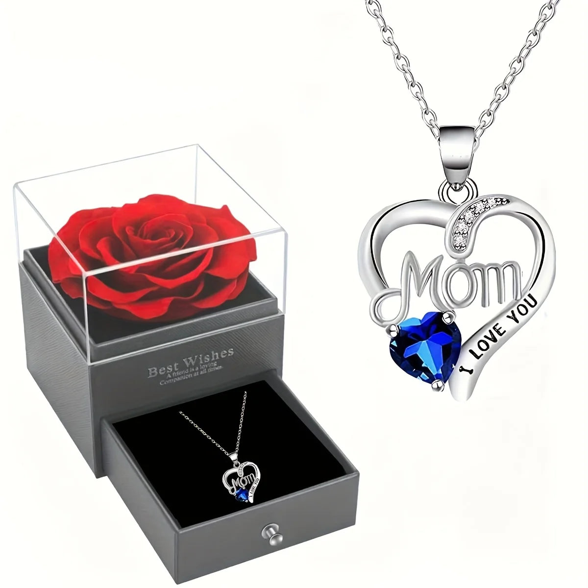 Rose Soap Gift Box with MOM Necklace | Perfect Gift for Mom