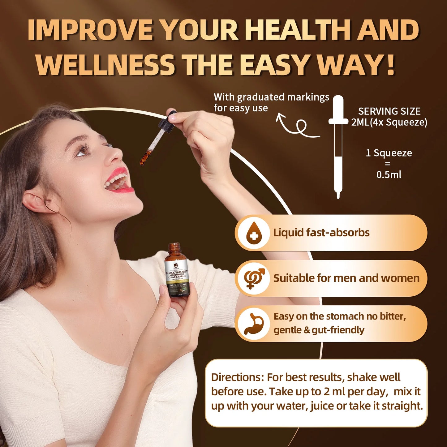60ML Black Walnut Herbal Drops | Support Digestion & Immunity