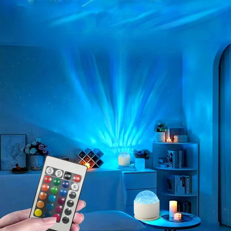 USB Powered Ocean Wave Projector Night Light | 16 Color LED Lamp