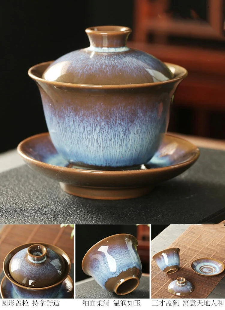 Elegante Juego de Té Kungfu Gaiwan de Cerámica Vintage | Perfecto para Ceremonia