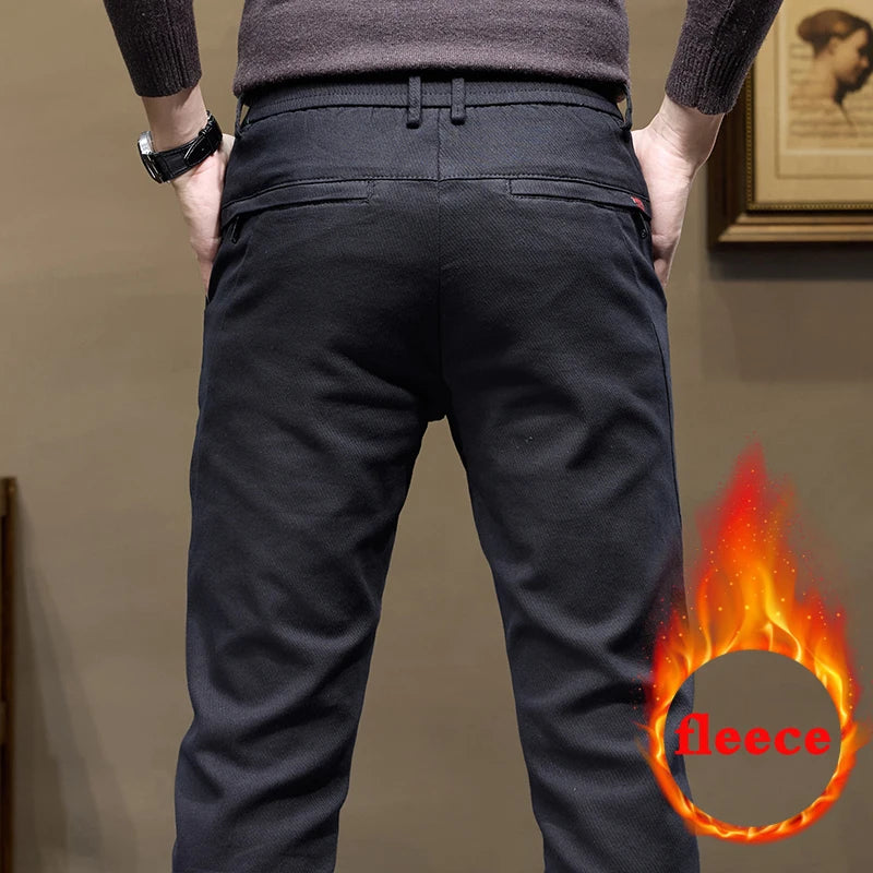 Warm Fleece Lined Jeans for Men | Slim Fit Thermal Denim Pants