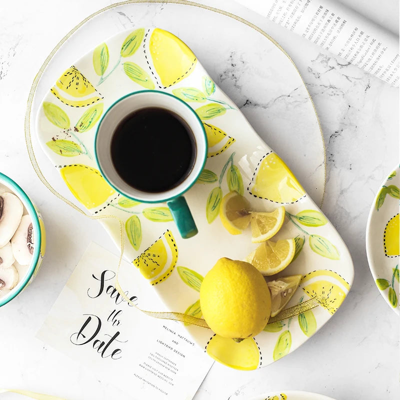 Japanese Style Ceramic Dining Set | Elegant Lemon Collection
