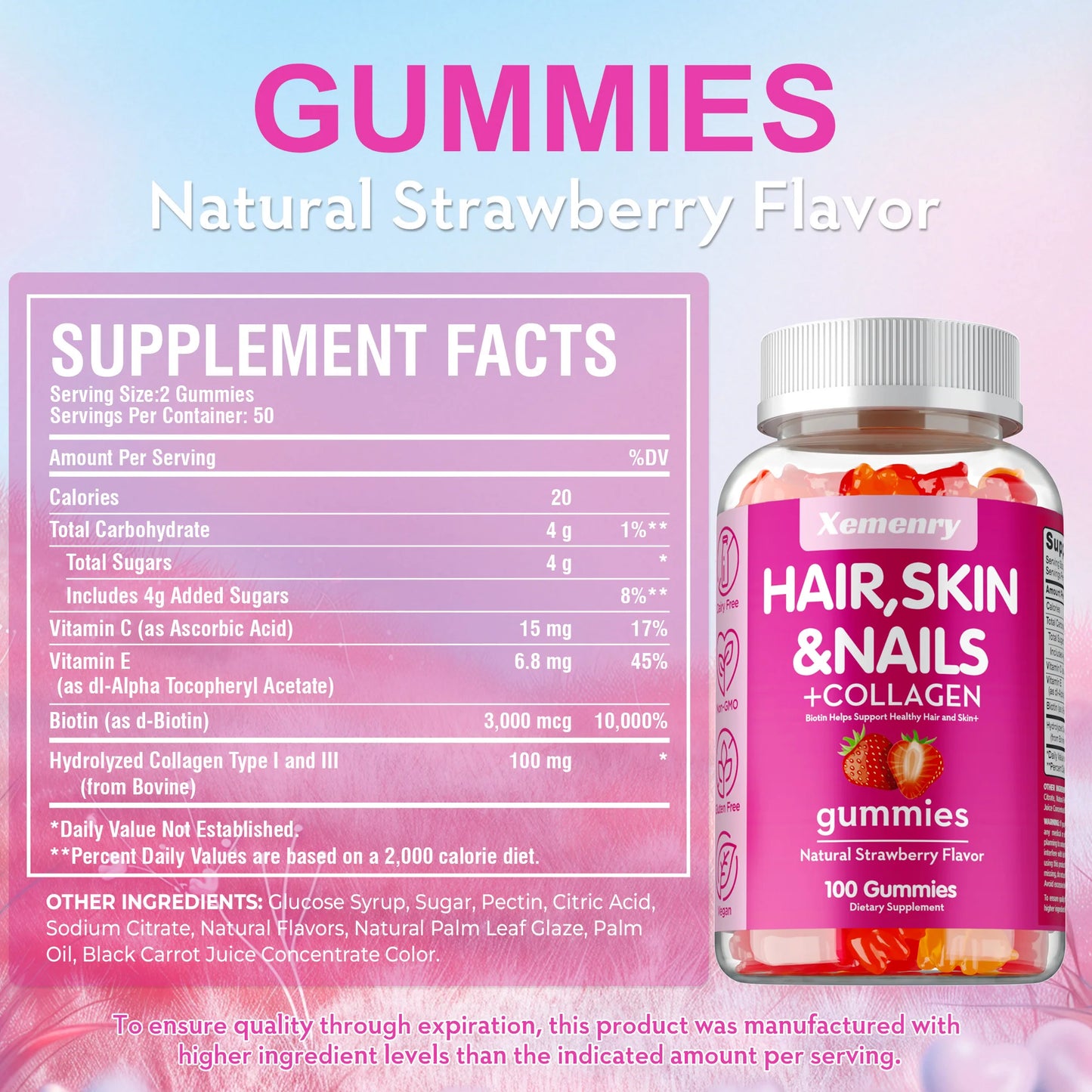 High Potency Biotin Gummies for Healthy Hair, Skin & Nails