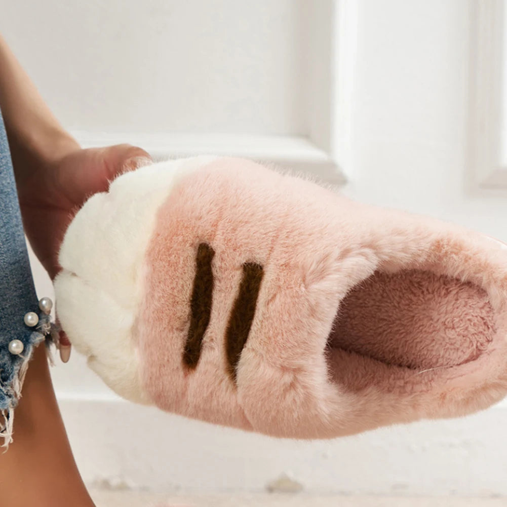 Cute Cat Paw Plush Slippers | Cozy Furry Winter Indoor Shoes