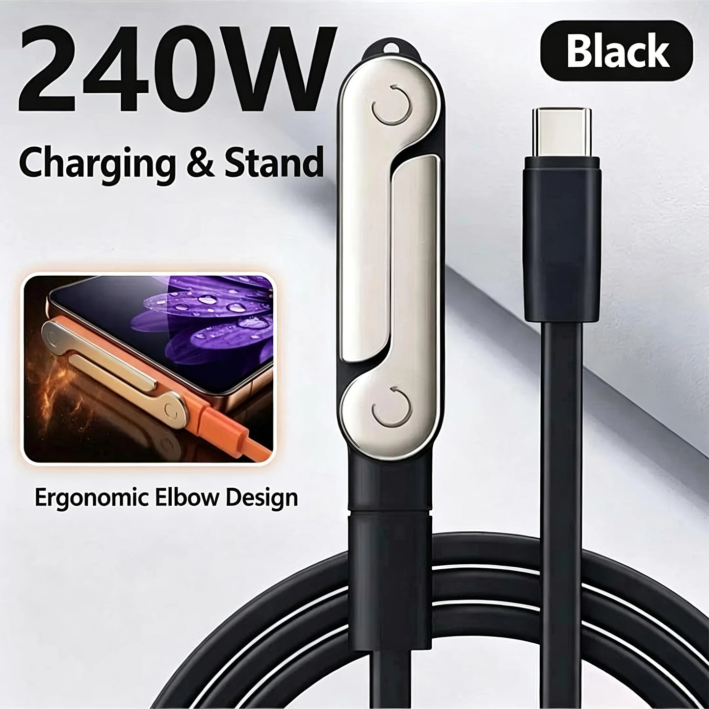240W 2-in-1 USB C Fast Charging Foldable Desktop Stand Adapter