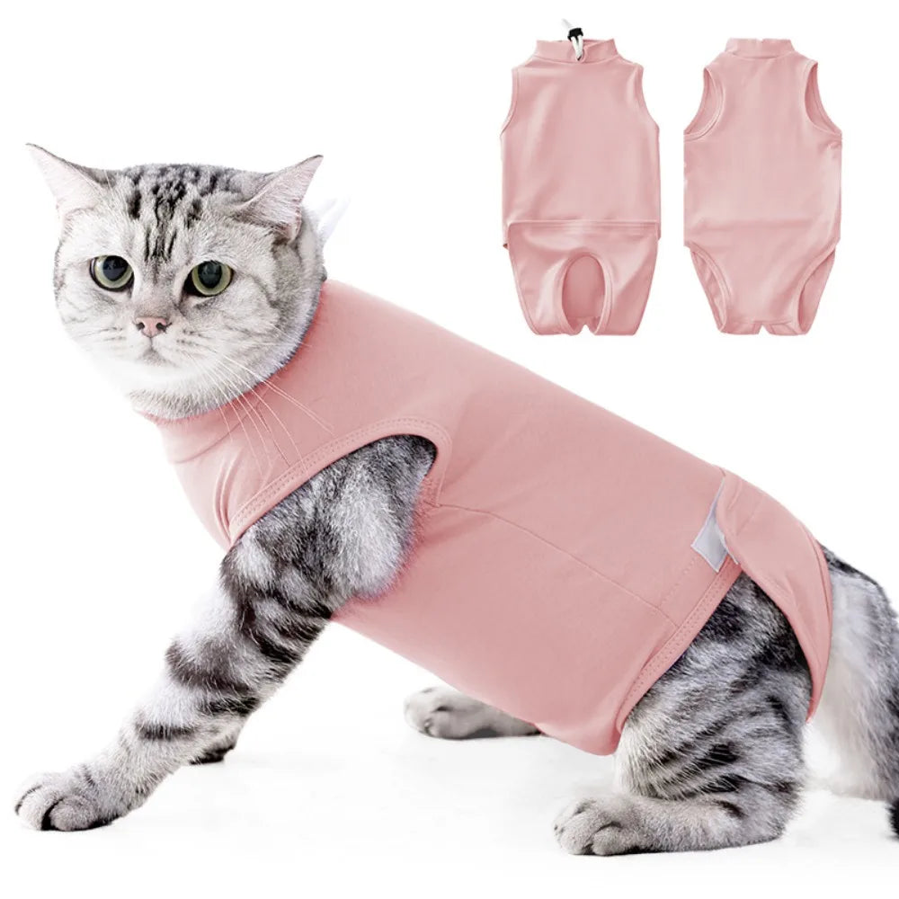 Traje de recuperación para gatos suave y transpirable | Traje ajustable anti-lamido