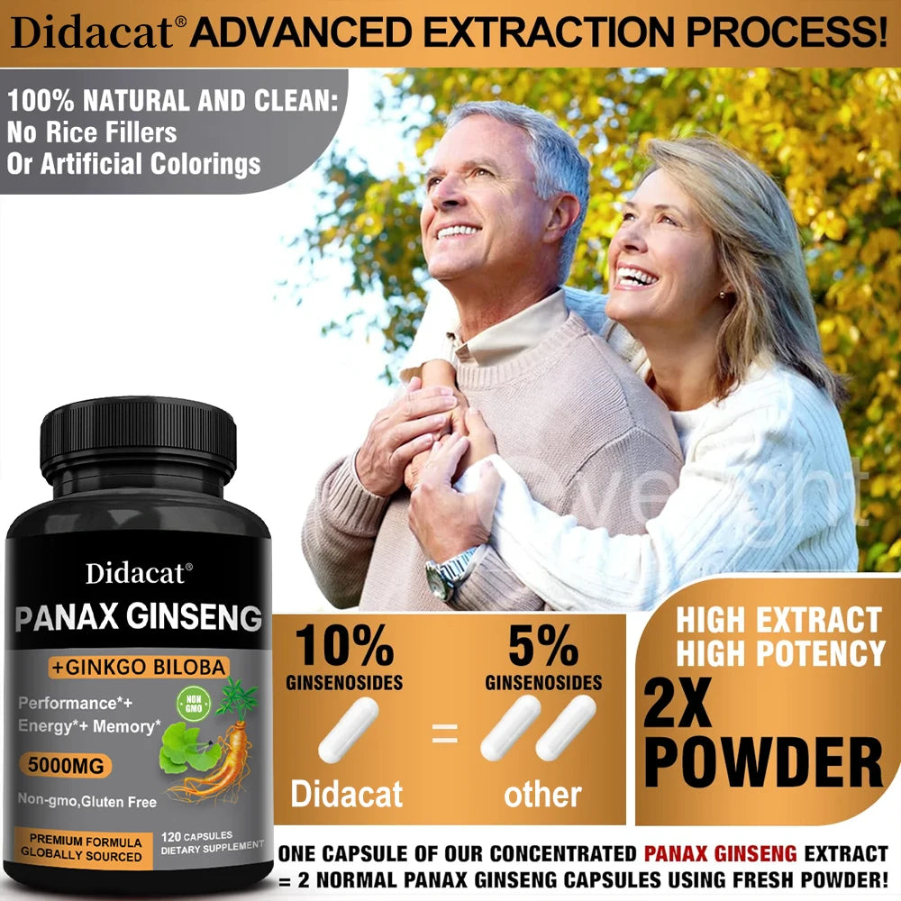 High-Potency Korean Red Ginseng & Ginkgo Biloba Capsules