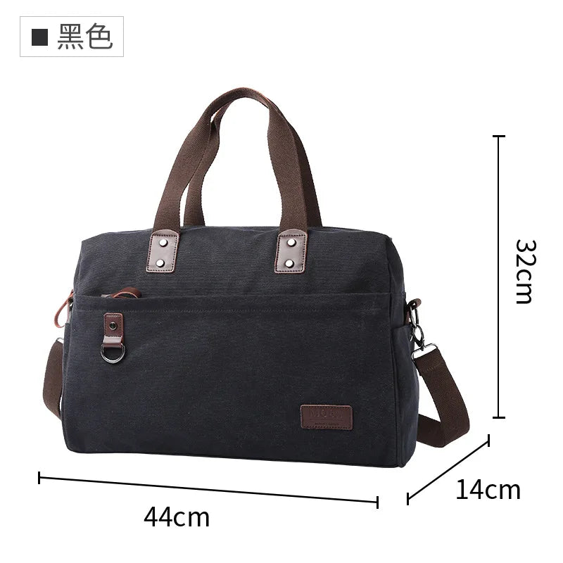 Large Capacity Men's Canvas Shoulder Bag for Travel & Business