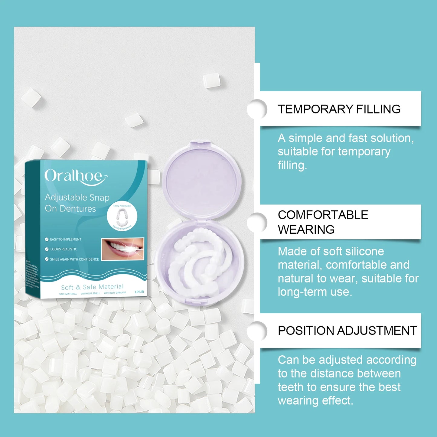 Snap On Smile Teeth – Temporary Silicone Dentures Set