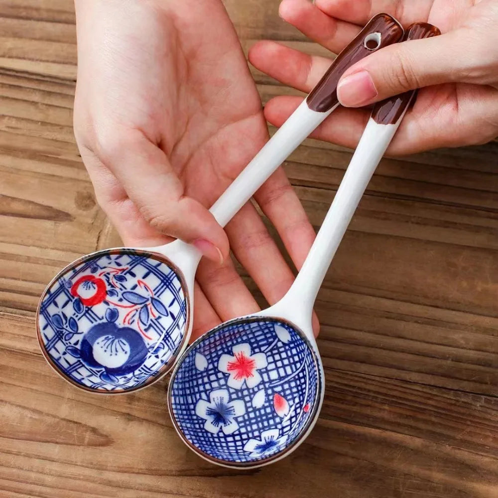 Ceramic Soup Spoon Gift Set | Hand-Painted Elegance for Dining