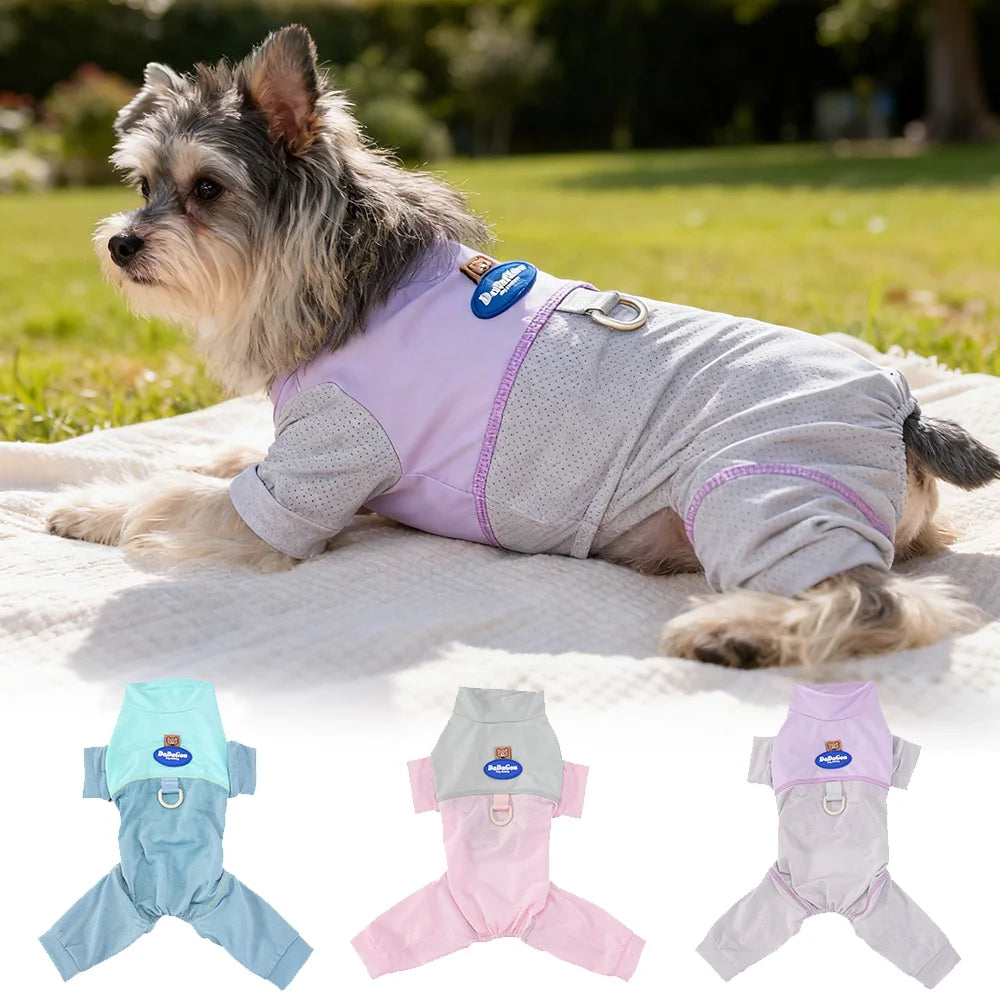 Ultra Lightweight Ice Silk Dog Jumpsuit | Breathable Full Body Pajamas