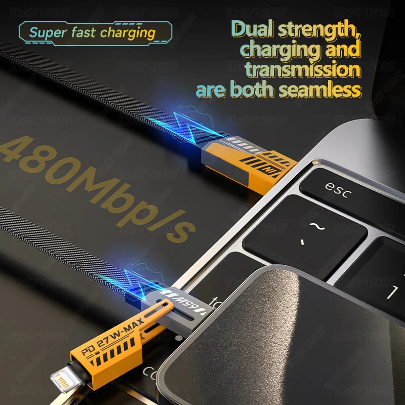 Fast Charging USB Type C Cable | 65W Mecha Style for All Devices