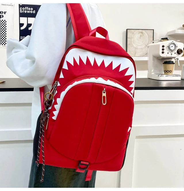 Luminous Shark Mouth Backpack | Large Capacity USB Laptop Bag
