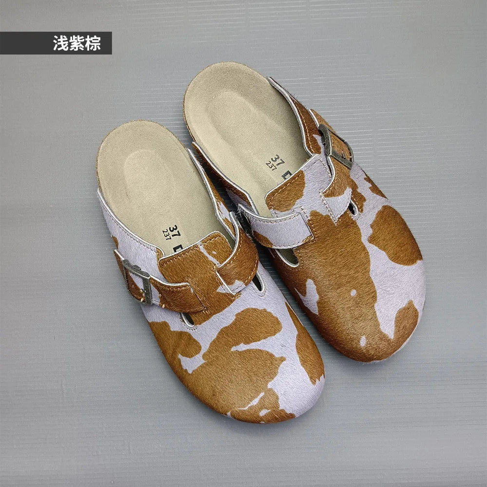 Comfortable Genuine Leather Slip-On Clogs with Arch Support