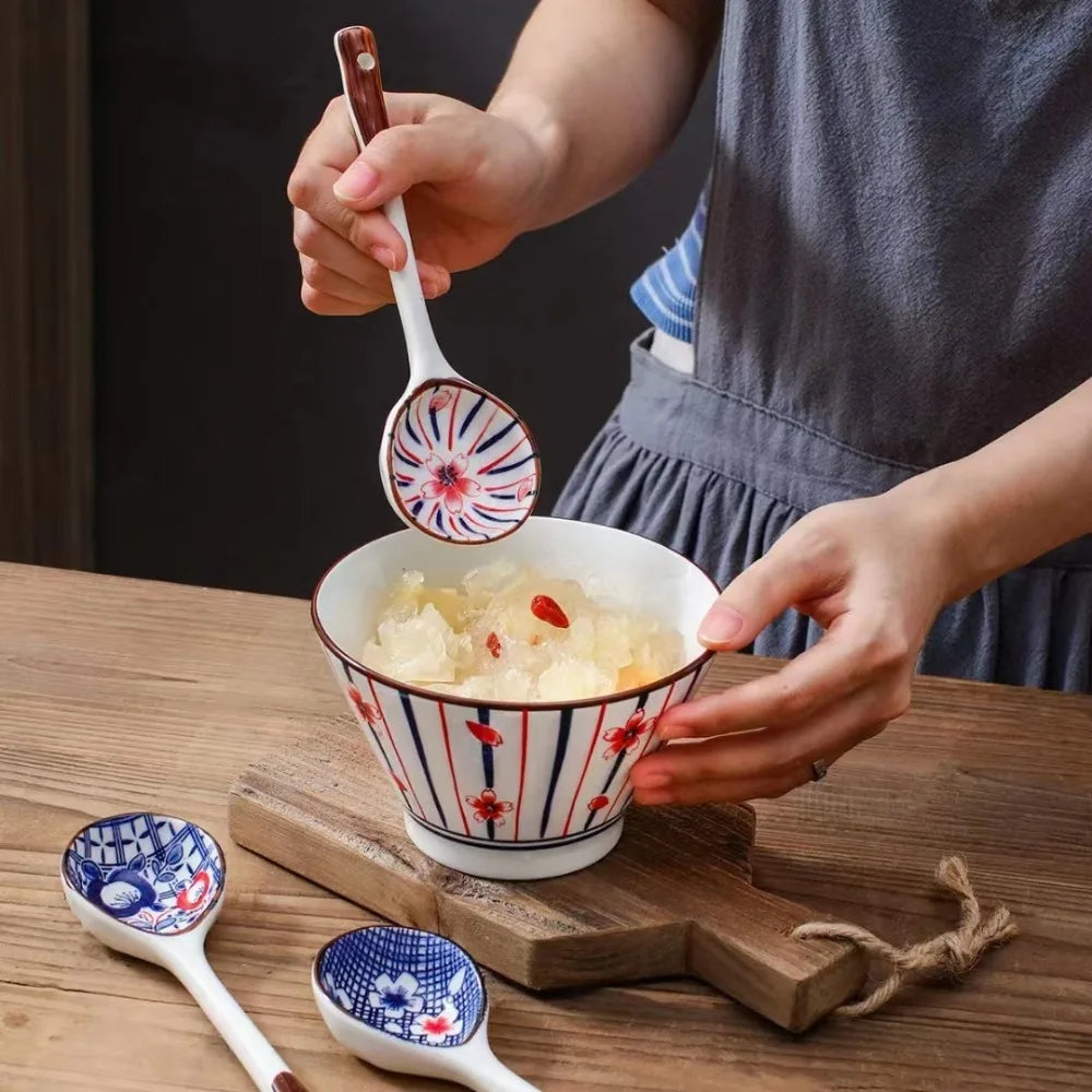 Ceramic Soup Spoon Gift Set | Hand-Painted Elegance for Dining