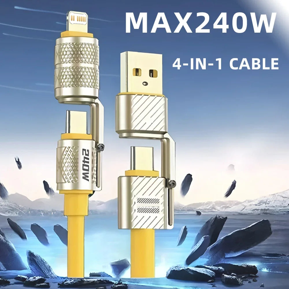 4-in-1 Fast Charging Data Cable - Type-C to Type-C Connection