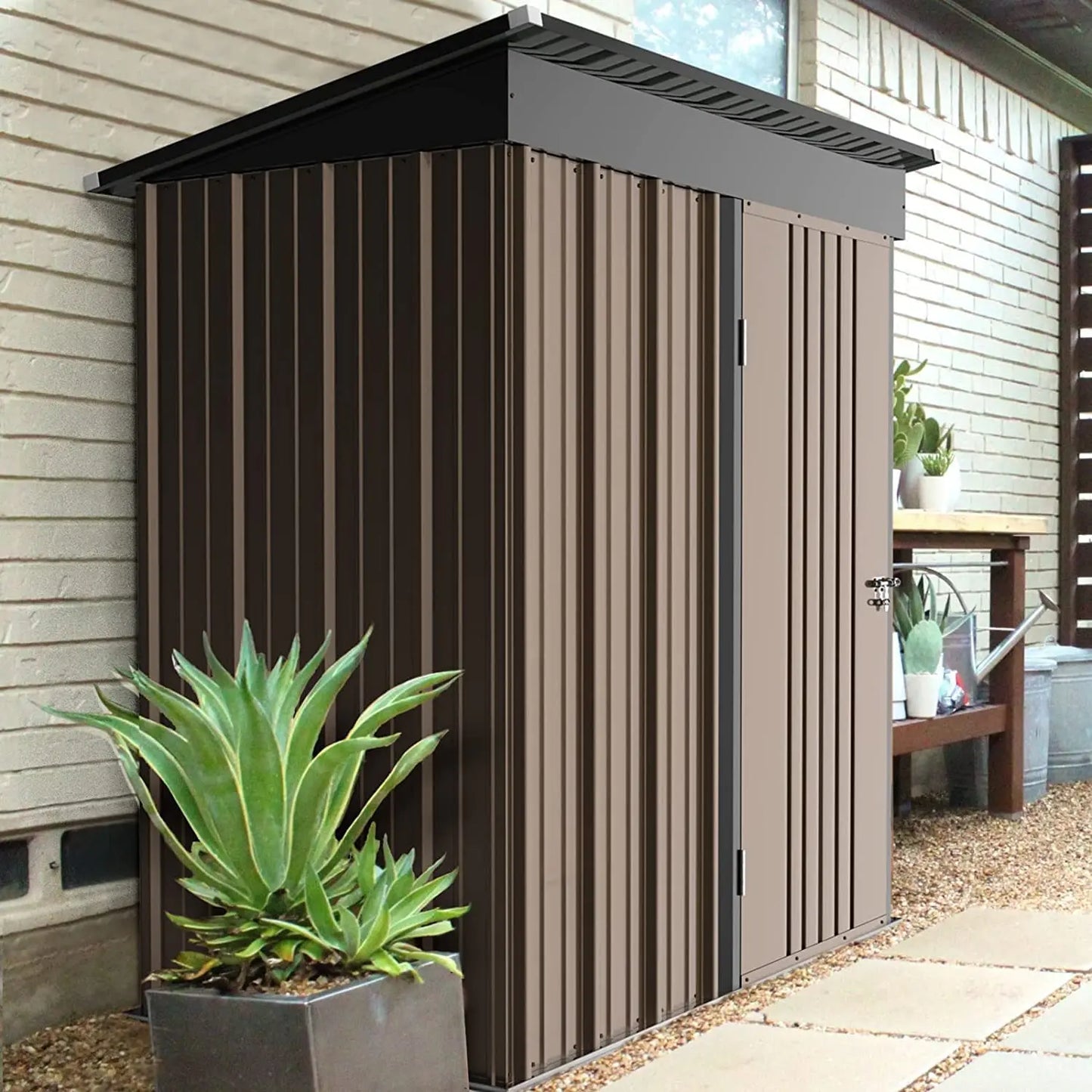 5x3 FT Outdoor Storage Shed with Lockable Door & Waterproof Design