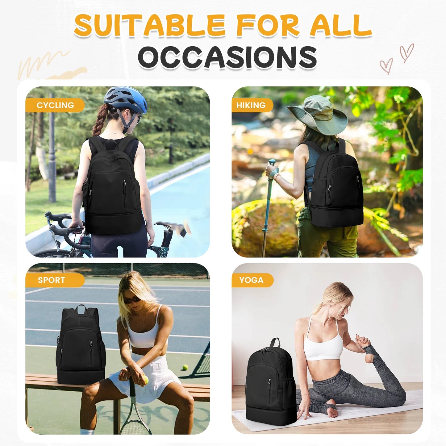 Versatile Waterproof Gym Backpack with Shoe Compartment