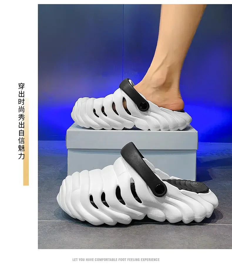 Men Fashion Closed Toe Beach Slippers Summer Trendy Casual Breathable Non Slip Slip on Street Daily Leisure Shoes