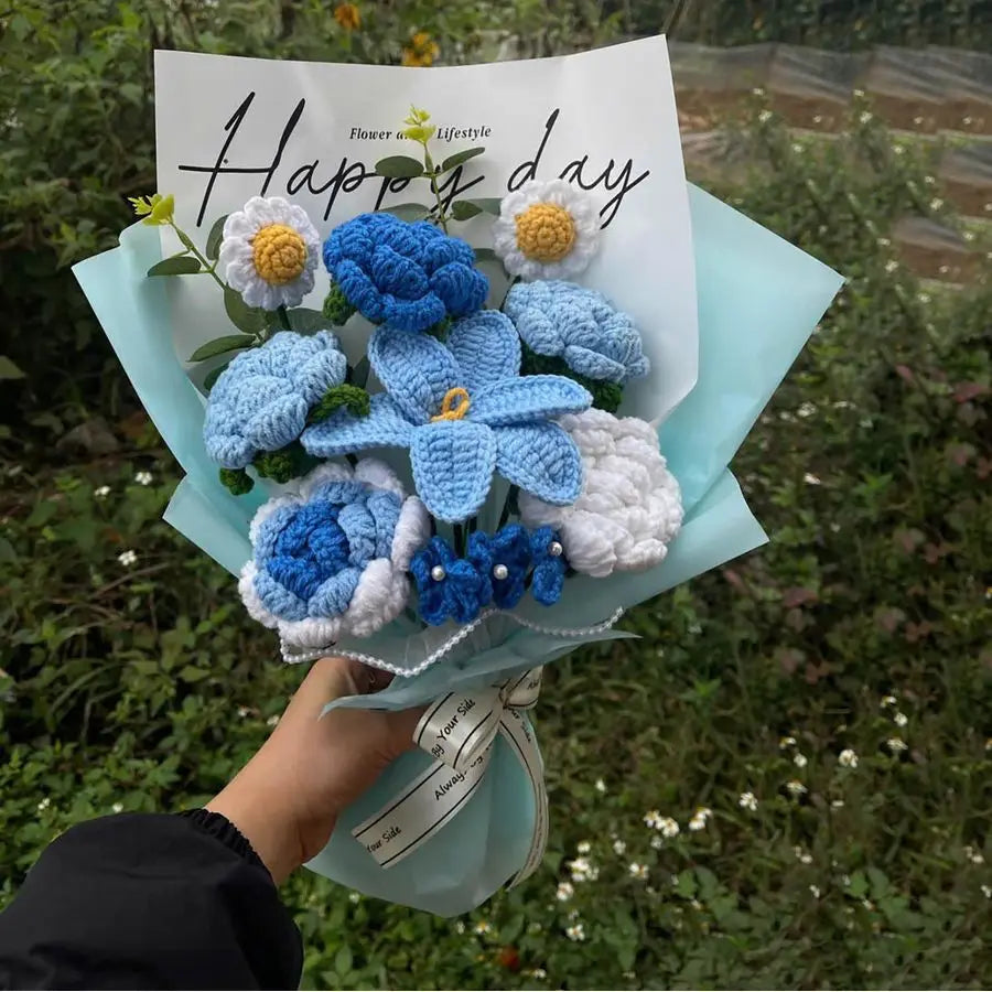 Ramo de flores azules de ganchillo hecho a mano | Regalo perfecto para cualquier ocasión