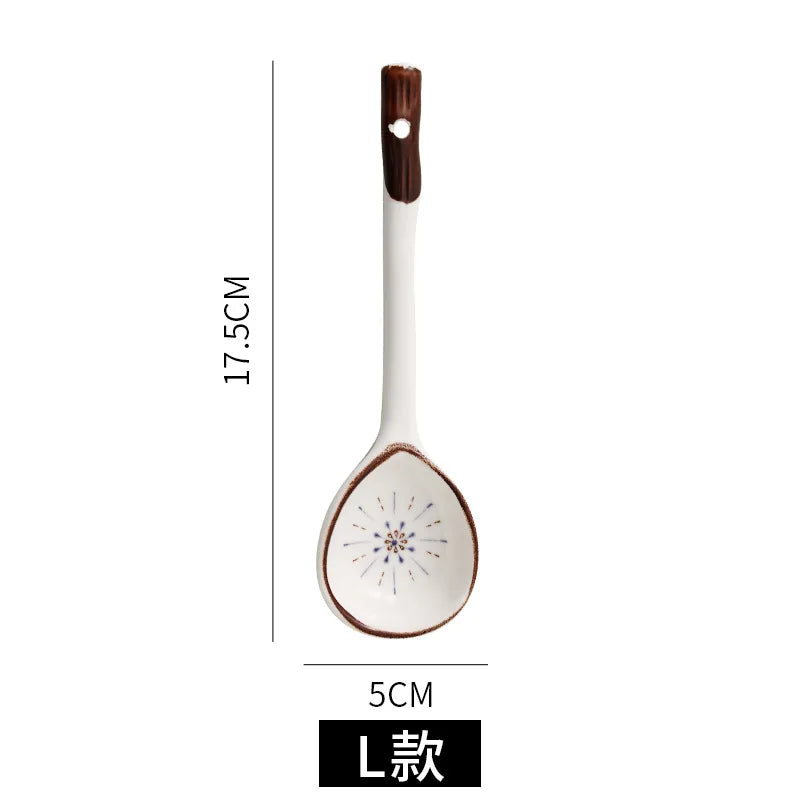 Cuchara de cerámica linda para sopa | Accesorio de cocina estilo japonés Kawaii