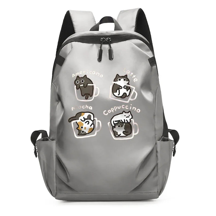 Cute Waterproof Men's Business Laptop Backpack with Cat Print