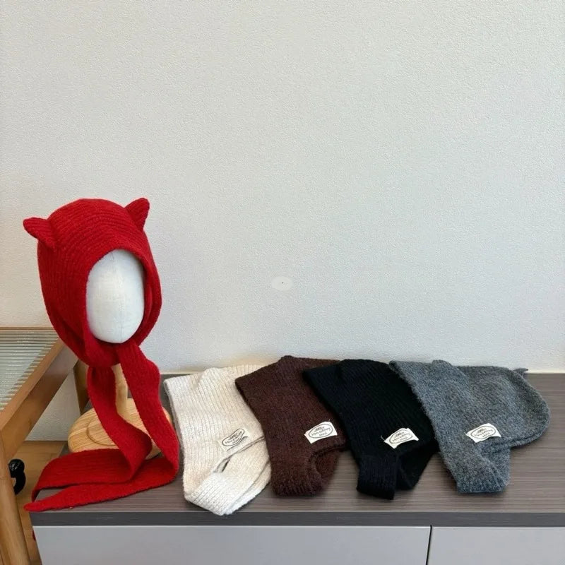 Women's Knitted Balaclava Hat | Warm Autumn Winter Scarf Beanie