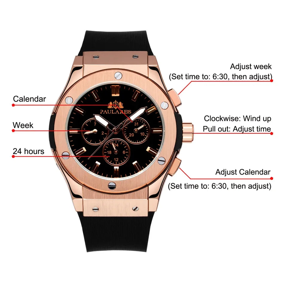 Stylish 45mm Automatic Mechanical Men's Watch | Casual Sports Timepiece