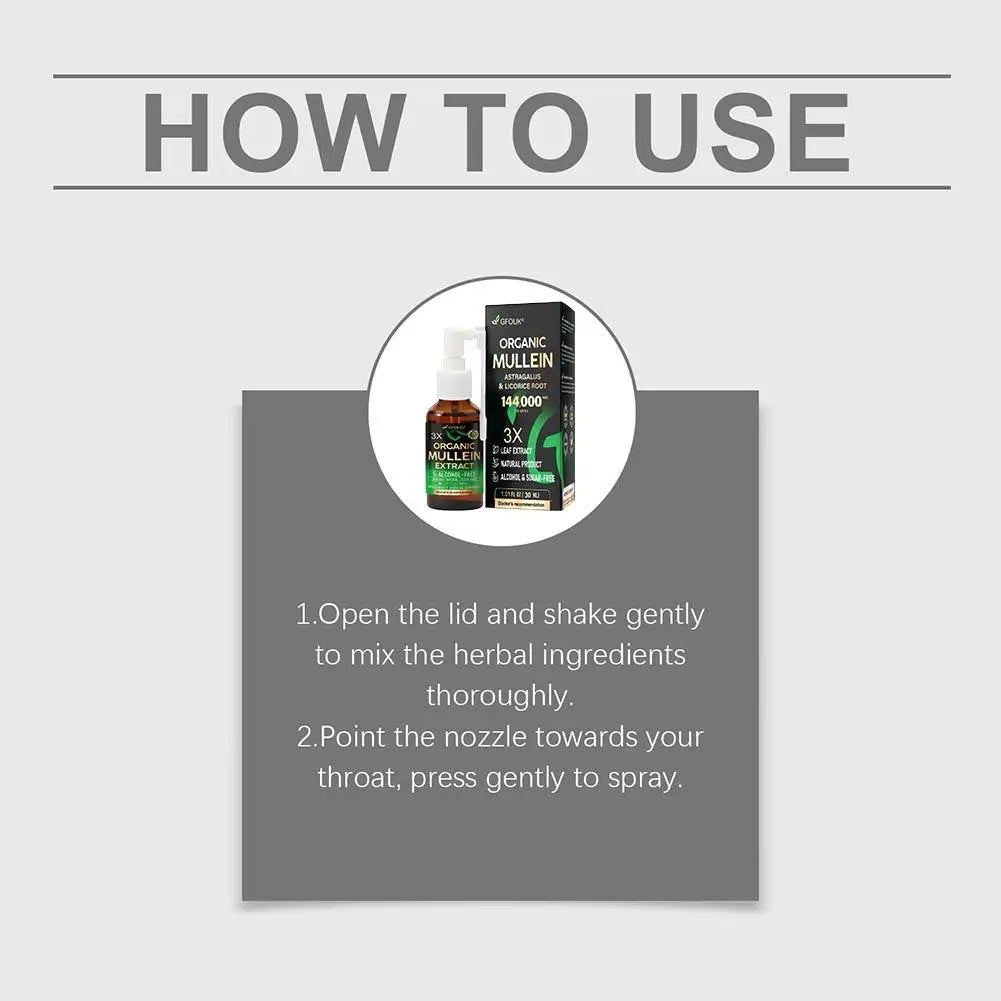 Organic Mullein Herbal Lung Cleansing Spray | Natural Breathing Aid