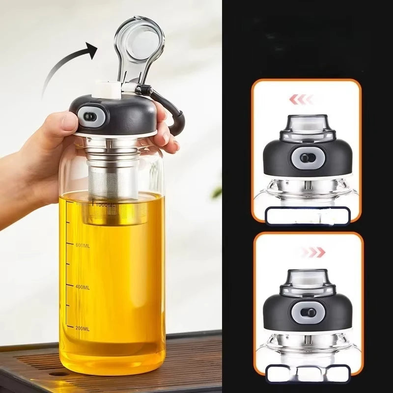 Large Capacity Glass Water Bottle with Tea Strainer | Ideal for Travel