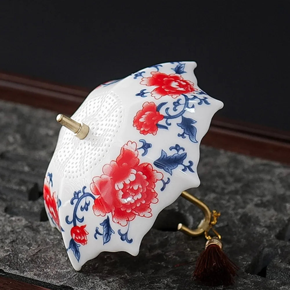 Traditional Ceramic Umbrella Tea Strainer | Elegant Tabletop Infuser