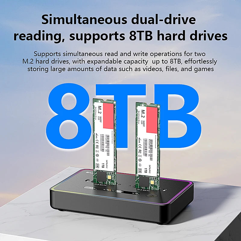 Dual M.2 SATA SSD Docking Station for Offline Cloning