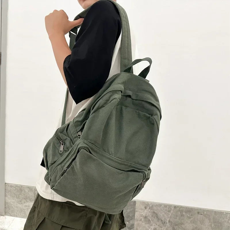 Vintage Washed Canvas Backpack | Stylish School & Travel Bag