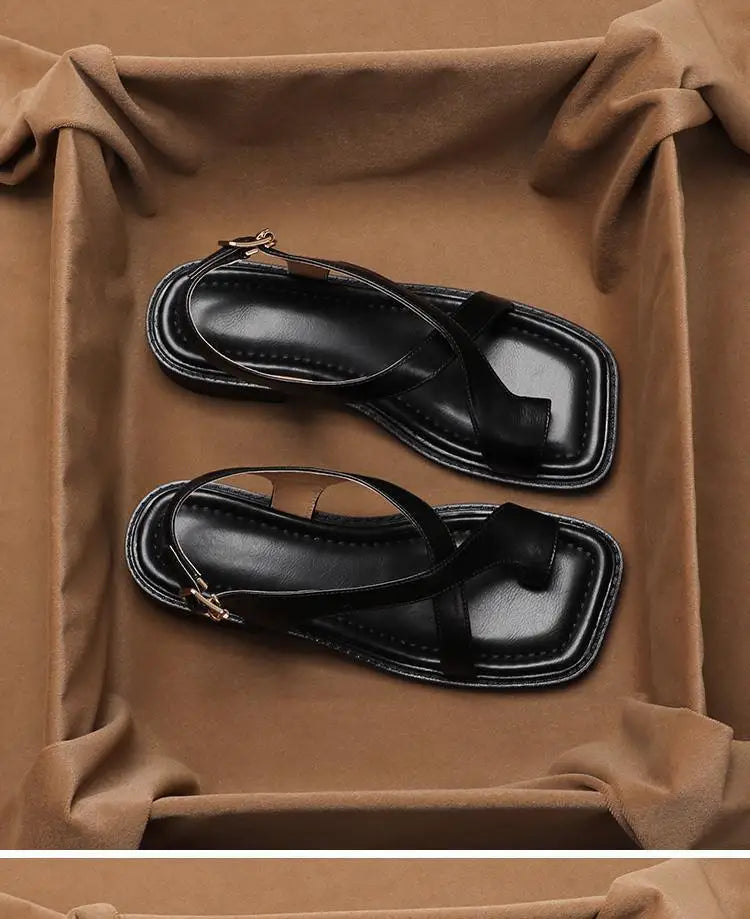 Women's Retro French Style Buckle Sandals | Comfort & Style