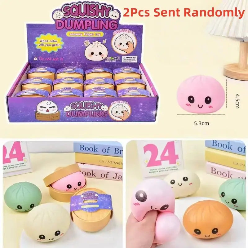 1/2Pcs Slow Rebound Soft Pinch Decompression Toys Simulation Flash Dumpling Pressure Ball Office Home Decor Children Adults Gift