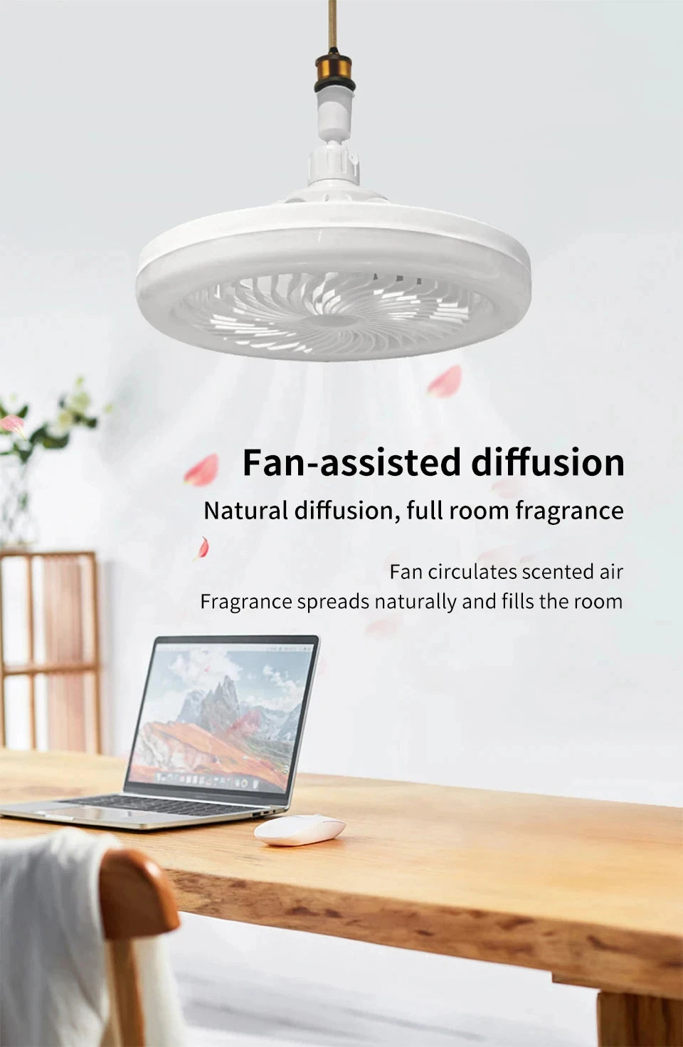 2 In 1 Adjustable Ceiling Fan Lamp | Modern Dimmable Light
