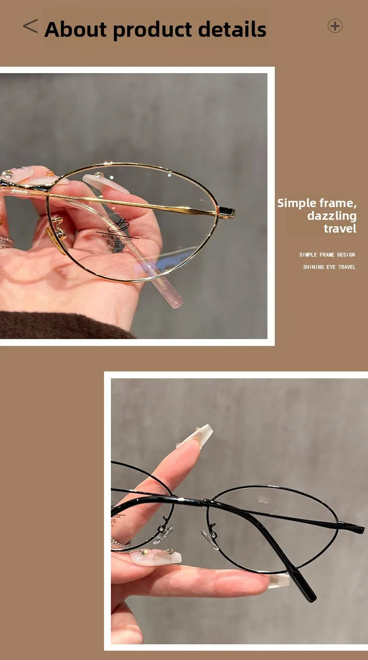 Oval Metal Anti Blue Light Glasses for Women | Stylish Progressive Eyewear
