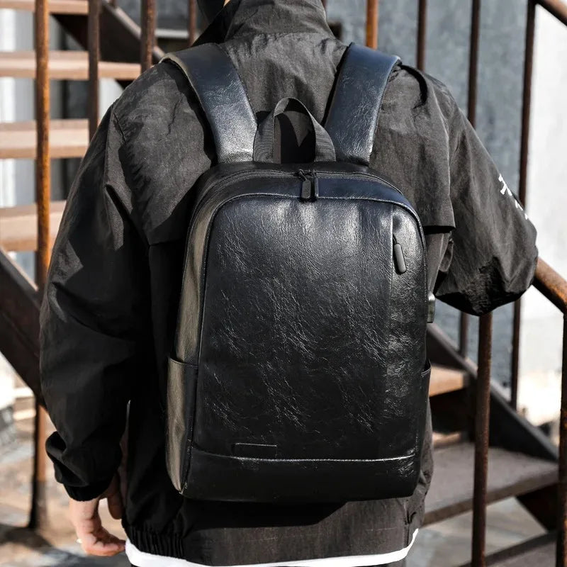 Men's Executive PU Leather Backpack | Stylish Office & Travel Bag