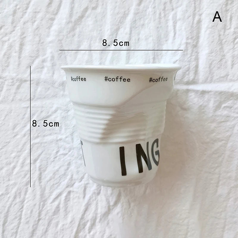 Taza de café de cerámica arrugada con estilo | Tumbler nórdico único