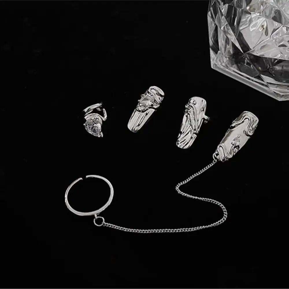 Korean Style Irregular Metal Fingertip Ring Set for Women