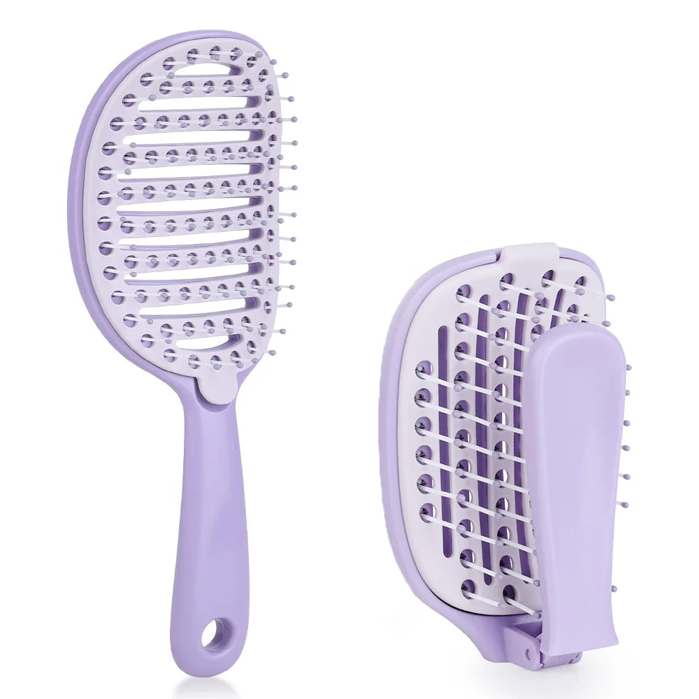 Self-Cleaning Foldable Hair Brush | Anti-Static Massage Comb