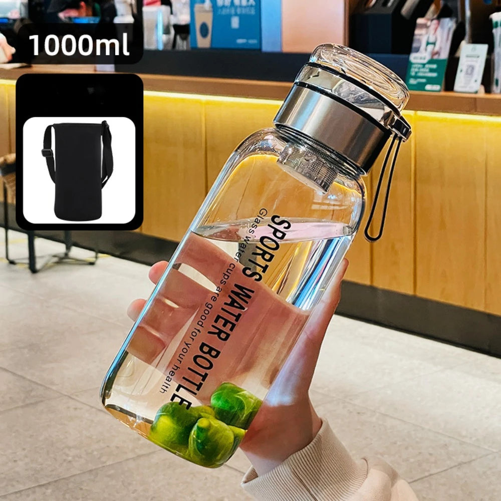 1L Large Capacity Glass Water Bottle | Portable Leakproof Drinkware