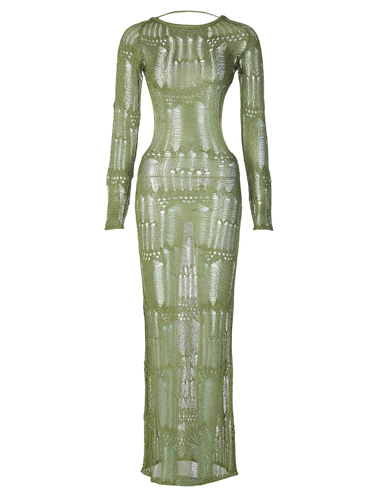 Elegant Hollow Out Backless Maxi Dress | Summer Women’s Fashion
