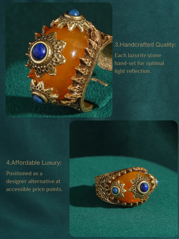 Vintage Sun Ring with Yellow Stone | Elegant Antique Jewelry
