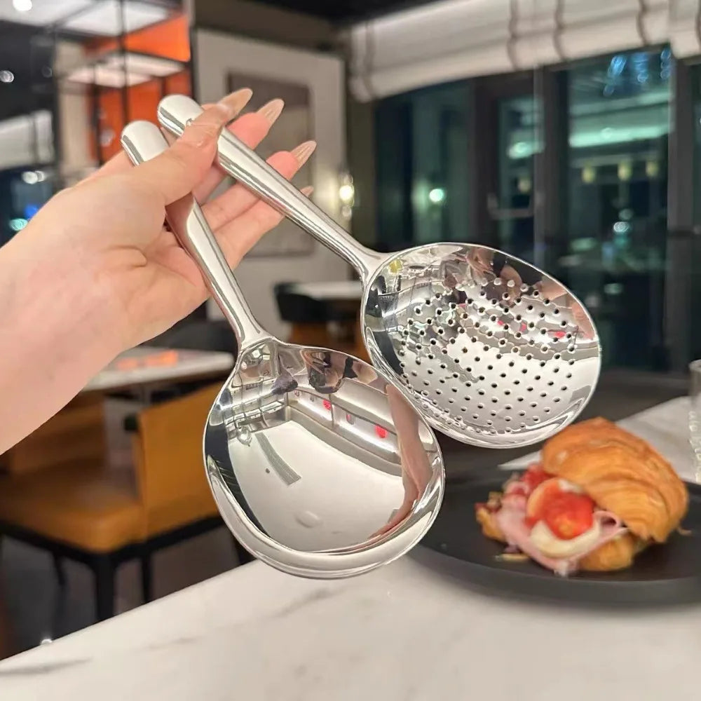 Large Stainless Steel Round Spoon | Perfect Kitchen Utensil