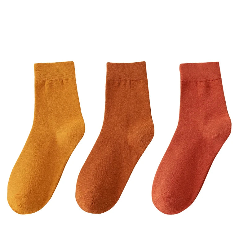 Calcetines de algodón de color liso para mujer | Comodidad suave y transpirable