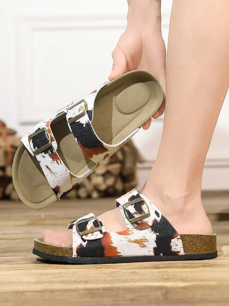 Summer Bestseller Cork Men's Flip-flops | Anti-slip Leopard Print Sandals
