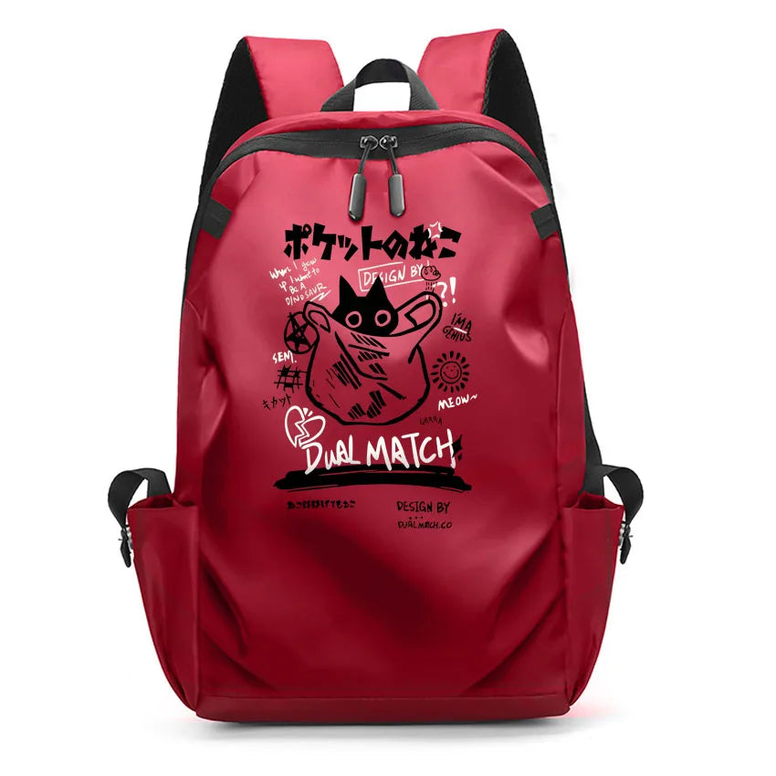 Cute Waterproof Men's Business Laptop Backpack with Cat Print