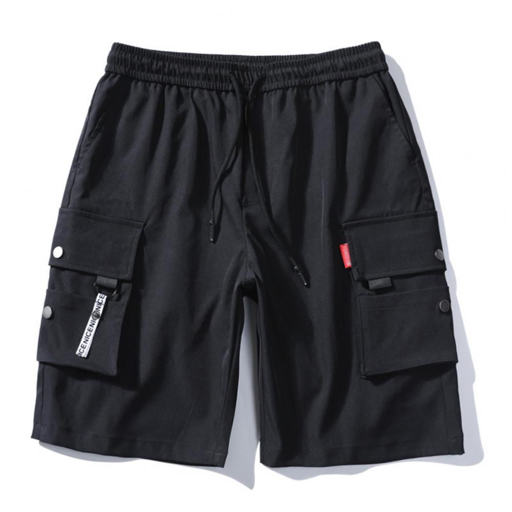 Men's Summer Cargo Shorts with Elastic Waist and Pockets