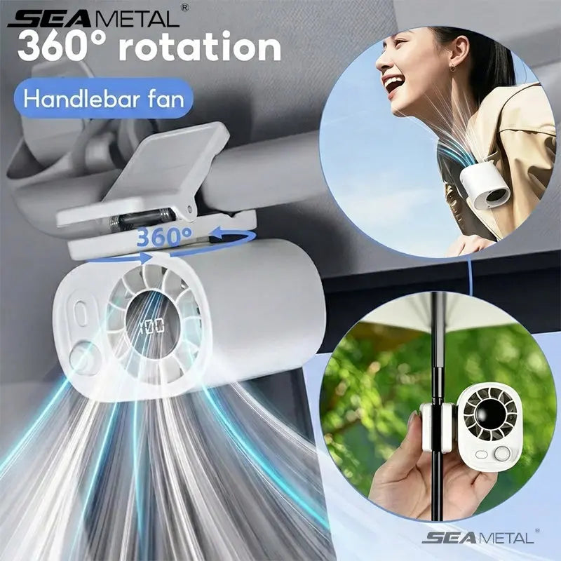 Portable 360° Rotatable Clip-On Car Fan | USB Rechargeable & Lightweight